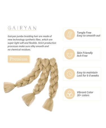 Gairyan 24 Jumbo Braids Extensions - 5 Bundles 500g Ombre Synthetic Braiding Hair for Box Crochet - Natural Blonde 60cm - Buy Online on GoSupps.com