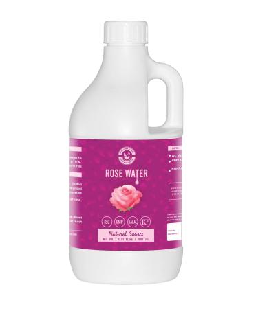 Holy Natural Rose Water (1000ml) for Face & Hair Toner Alcohol & Preservative Free 33.81 Fl Oz (Pack of 1)