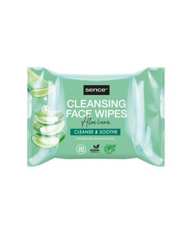 Sence Sence Pack of 6 packs of 20 aloe vera facial cleansing wipes with citric acid vitamin A vitamin C and panthenol vegan facial cleansing wipes facial care