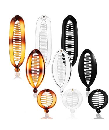 9 Pieces Banana Hair Clips Large Double Comb Clips Fishtail Hair Clips Classic Banana Clips Hair for Thick Hair Ponytail Banana Hair Clips for Women Girls 9 Count (Pack of 1))