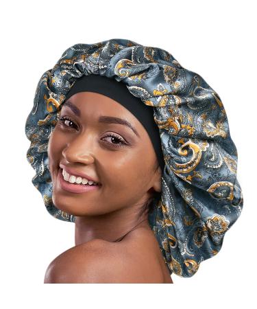 Alnorm Extra Large Curly Hair Sleep Cap - Navy Floral Design | Perfect Gift - Buy Online on GoSupps.com