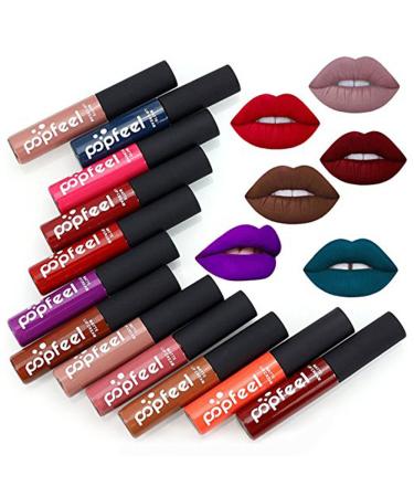 DONGXIUB Lip Gloss -12 Colors Set Waterproof Long Lasting Madly Matte Lip Gloss Liquid Lipstick Beauty Makeup Cosmetics A