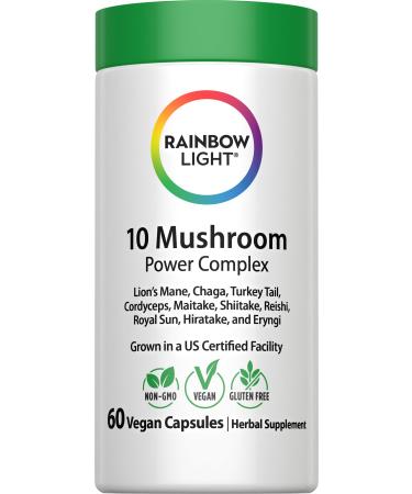 Rainbow Light Mushroom Power Supplement | 60 Capsules | Complex Made with 10 Potent Mushrooms | Includes Lions Mane Chaga Shiitake Reishi & More | Non-GMO and Gluten Free