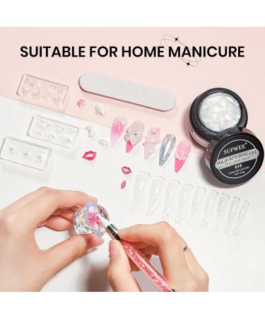  SUPWEE 3D Nail Art Gel - 14g - Non-stick gel - Solid Builder - For nail extensions - With nail brush and silicone mold - For manicures - Pearl white - Buy Online on GoSupps.com