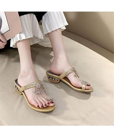 Bunion Corrector Sandals for Women | Summer Rhinestone Orthotic Wedge Slip-Ons | Comfortable Dressy Sandals | Bunion Splints Separator - Size 7.5 Gold - Buy Online on GoSupps.com