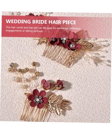 MAGICLULU 4 Sets Hairpin Japanese Hair Accessories Wedding Headpieces Bridal Headpieces for Wedding Rhinestone Hair Clips Embellishments Decor Pearl Zinc Alloy Red Bride Dress - Buy Online on GoSupps.com