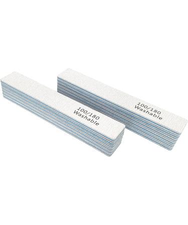 Washable 100/180 Grit Nail File Set - Double Sided Emery Board Filer for Acrylic and Natural Nails (12 Pcs) - Buy Online on GoSupps.com