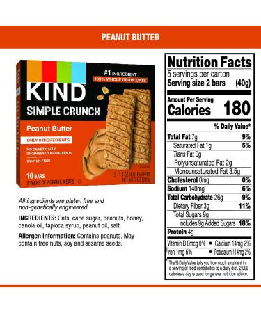 KIND Simple Crunch Bars Peanut Butter 7oz - Pack of 8 | Nutritious Snack Bars - Buy Online on GoSupps.com