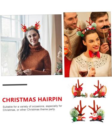 DRESSOOS 2 Pairs Christmas Hair Clips Xmas Hair Clip Girls Christmas Barrette Christmas Hair Accessories Women Hair Clips Clips for Hair Antlers Barrette Clothing Cosplay Baby Abs - Buy Online on GoSupps.com