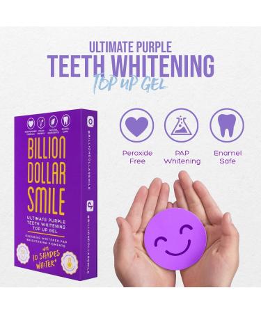 Billion Dollar Smile LED Teeth Whitening Kit - Peroxide-Free Ultimate Purple Pap Solution | Fast Results - Up to 10 Shades Lighter | Top Up Gel 3X 3ml - Buy Online on GoSupps.com