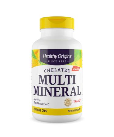 Healthy Origins Chelated Multi Mineral (Featuring Albion Minerals), 120 Veggie Caps 60 Count (Pack of 2)