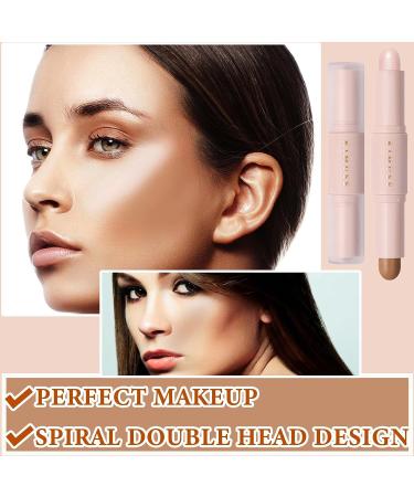 2 Color Dual Cream Contour Stick Set - Lightweight & Waterproof Highlighter and Bronzer Stick - Long Lasting Face Makeup Stick (W01LIGHT) - Buy Online on GoSupps.com