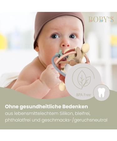 Bobys Sensory Baby Bei ring - Navajo White BPA-Free Silicone Teething Toy & Rattle | Multifunctional & Easy to Clean Dental Aid - Buy Online on GoSupps.com