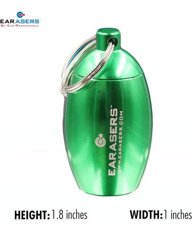 Buy EARasers Aluminum Waterproof Earplugs Keychain Case - Travel-Friendly Green Pill Holder - Buy Online on GoSupps.com