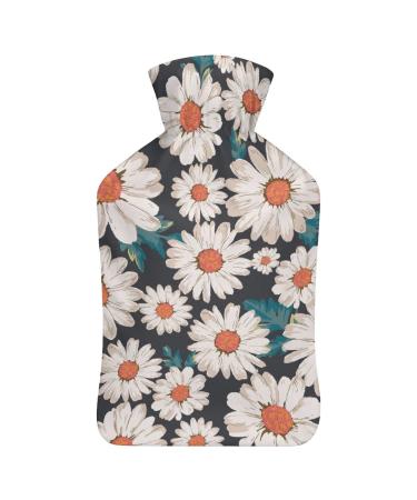 Daisy Flower Hot Water Bottle With Cover Plush Bed Bottle Hand Warmer For Adults And Children 26.5X15.3cm