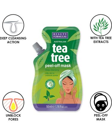 Beauty Formulas Australian Tea Tree Peel-Off Mask Deep Cleansing Lifts Dirt Unblock Pores Remove Blackheads Peel Away Dead Skin Cells 50 ml - Buy Online on GoSupps.com