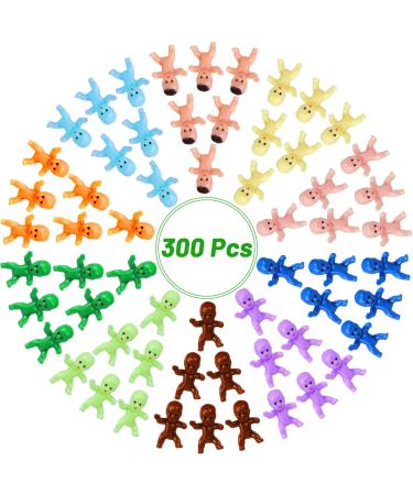 Mini Plastic Babies, Selizo 200pcs Tiny Plastic Baby Figurines Small King Cake Babies Bulk for Ice Cube My Water Broke Baby Shower Games (10 Colors) 10 Colors 200 Pieces