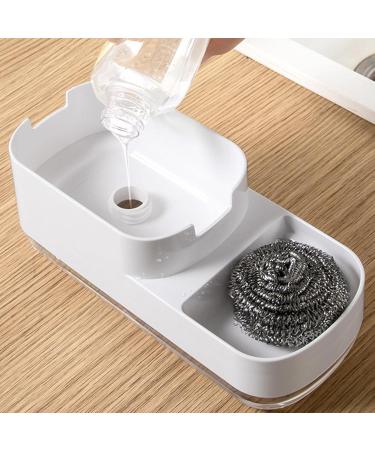 Dish Liquid Dispenser Sponge Holder with Dishwashing Liquid Dispenser for Kitchen Space Saving 2 in 1 Kitchen Accessories for Sponge Wipes Brushes Dishwashing Balls Rags Edorco White - Buy Online on GoSupps.com