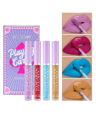 MIESCHER 4Pcs Matte Liquid Lipstick Makeup Set Kit  Long Lasting Waterproof Professional Colorful Cosmetics Lip Gloss  Non-Stick Cup Pigmented Lip Makeup Gift Sets for Girls Women Halloween Christmas (Set 05) - Buy Online on GoSupps.com