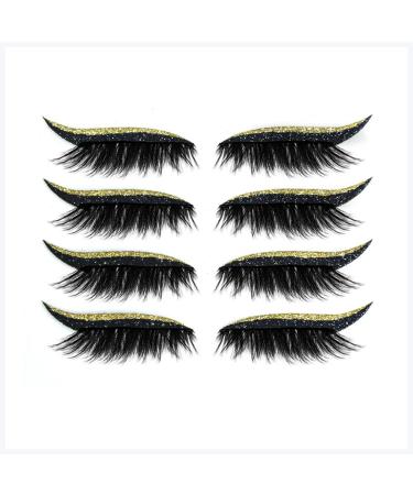 4 Pairs Eyelid Stickers Reusable Waterproof Eyeliner Eyeshadow Makeup Sticker for Eye Make-Up (Gold)
