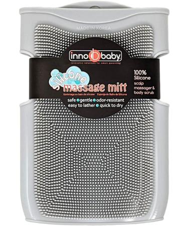 Innobaby Double Sided Silicone Massage Mitt Bath Scrubber & Scalp Massager - Gray - Buy Online on GoSupps.com