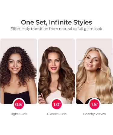 TYMO Curling Iron Set - 3 in 1 Professional Ionic Hair Curler with 5 Temp Settings Dual Voltage & Fast Heating for Defined Curls & Beach Waves - Travel Friendly Black - Buy Online on GoSupps.com