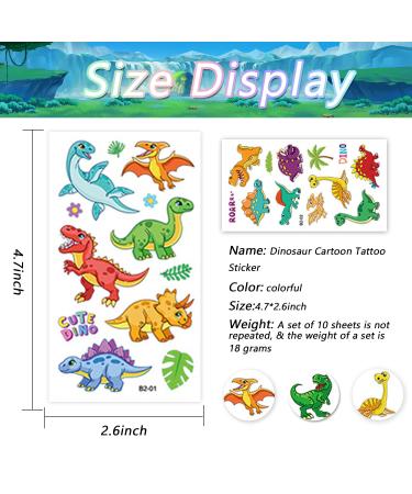 Dinosaur Temporary Tattoos - 120PCS Cute Cartoon Designs for Kids | Waterproof Body Art Stickers for Birthday Party Decor - Buy Online on GoSupps.com