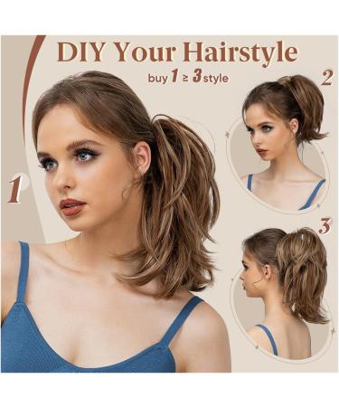 Ponytail Extensions Fake Blonde Hair False Pigtail for Women Synthetic Claw Clip In Ponytail Hair Extensions Diy Hairpiece Hair Bun for Women(1B 171T60) - Buy Online on GoSupps.com