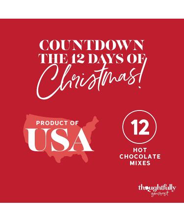 Thoughtfully Gourmet 12 Days of Christmas Hot Chocolate Gift Set - Festive Flavors Include Rocky Road, Cookies and Cream, Pumpkin Pie - Set of 12 - Buy Online on GoSupps.com