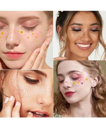 Tazimi Glitter Face Temporary Tattoos - 16 Sheets | Butterfly, Daisy, Totem, Snowflake | Halloween Makeup for Women & Girls | Metallic Freckles, Facial Decoration for Dancer Costume Parties - Buy Online on GoSupps.com