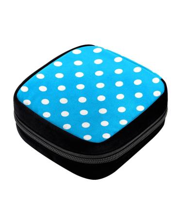 GIAPB Period Bag Sanitary Napkin Storage Bag Pad Holder for Period Makeup Pouch White Dot Blue Background Color4031