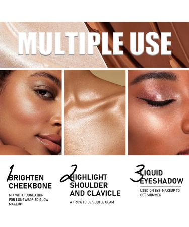  Beliky Girl Liquid highlighter face bronzer with pillow applicator natural shimmer finish light cream and gradient brightening face makeup #Eros - Buy Online on GoSupps.com