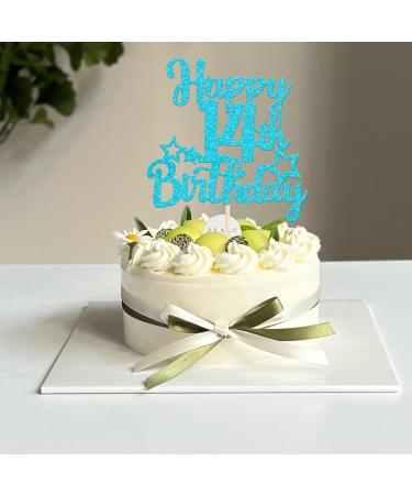 SYKYCTCY 1 Pack Happy 14th Birthday Cake Topper Glitter Star 14 Fabulous Cake Pick Sweet 14th Cake Decorations for Children 14th Birthday Theme Party Supplies Lake Blue 14th Lake Blue - Buy Online on GoSupps.com