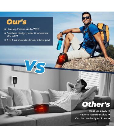Heated Knee Brace Cordless Knee Brace Warmer with 6 Heating Levels Electric Heating Pad for Knee Shoulder Elbow Black 1 Pack Dark Black 1 Pack - Buy Online on GoSupps.com