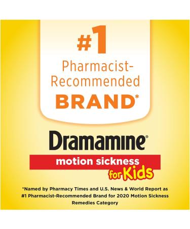 Dramamine Kids Chewable Motion Sickness Relief - Dye Free, Grape Flavor, 8 Count - Buy Online on GoSupps.com