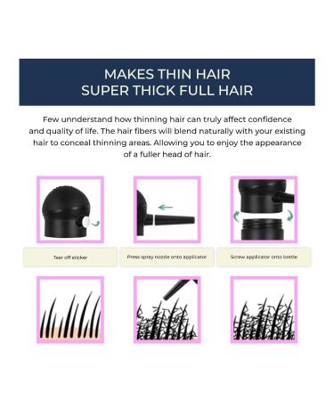 Hair Fibers for Thinning Hair - Undetectable Formula with Spray Applicator | Thicker Fuller Hair in 15 Seconds - Black 0.97Oz - Buy Online on GoSupps.com