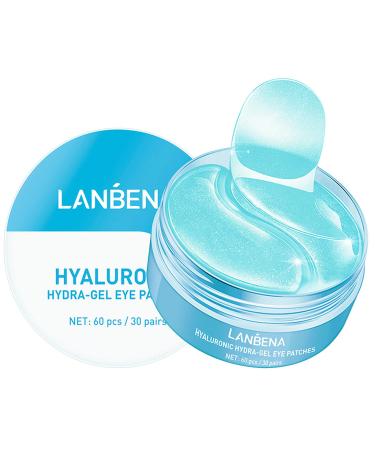 LANBENA Hyaluronic Acid Hydra-Gel Eye Mask Sheet Collagen Eye Patches Skin Care Eye Gel for Moisturizing Remove Dark Circles Eye Bag (New Packaging) Blue