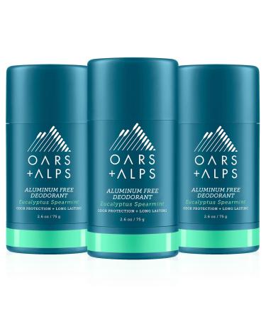 Oars + Alps Aluminum Free Deodorant for Men and Women Dermatologist Tested and Made with Clean Ingredients Travel Size Eucalyptus Spearmint 3 Pack 2.6 Oz Each 3ct - Eucalyptus Spearmint 2.6 Ounce (Pack of 3)