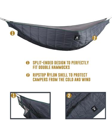 OneTigris Shield Cradle Pro Double Hammock Underquilt - Winter Camping Blanket for Adults & Kids - Lightweight & Warm Under Blanket for Backpacking, Travel, and Outdoor Activities - Shadow Gray - Buy Online on GoSupps.com