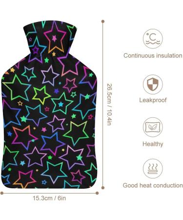 Colorful Stars Hot Water Bottle with Plush Cover - Hand Warmer for Adults & Children (26.5x15.3cm) - Shop Internationally! - Buy Online on GoSupps.com