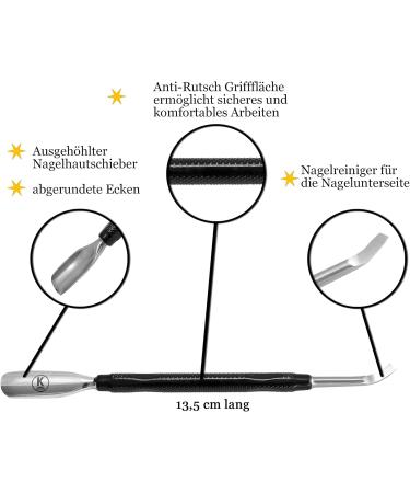 K-Pro Cuticle Pusher and Nail Cleaner - Professional Tool with Spoon Metal (Black) - Buy Online on GoSupps.com