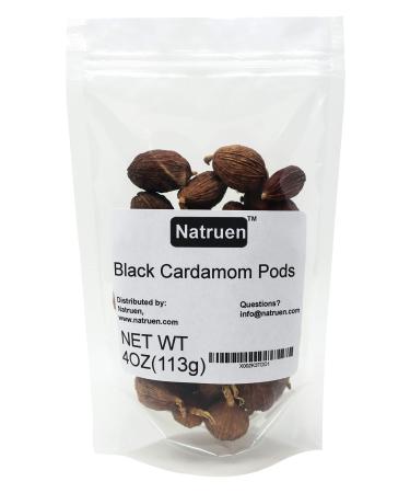 Natruen Black Cardamom Pods Whole (Tsao Ko) 4 Ounces, Approx 35 Pods, Cao Guo, All Natural Non-GMO Spice 4 Ounce (Pack of 1)