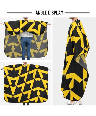 Waterproof Barber Cape - Yellow Geometric Grid Pattern | Unisex Cheetah Haircut Bib for Men & Women - Buy Online on GoSupps.com