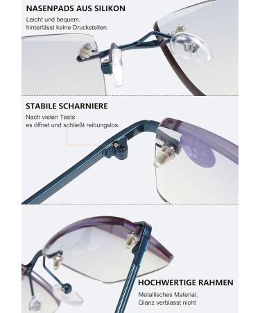 Lanomi Frameless Reading Glasses - Blue Light Filter UV400 Protection Gray Tinted Lens Rectangle Vision Aid 1.0x Magnification - International Shipping Available - Buy Online on GoSupps.com