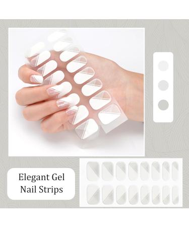 16 Pieces Gel Nail Stickers Semi Cured Gel Nail Polish Strips Full Nail Wraps Soft Self Adhesive Natural Gel Nail Art Stickers Gel Nail Strips White French Manicure Kit for Women and Girls Nail Art Be With You - Buy Online on GoSupps.com