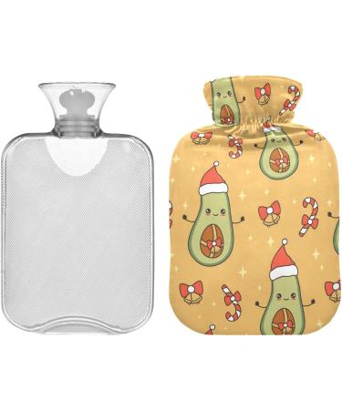 NAANLE Avocado Christmas Hot Water Bottle - 2L Large Transparent Bottle for Heat & Cold Therapy Santa Claus Hat Design for Pain Relief - Buy Online on GoSupps.com
