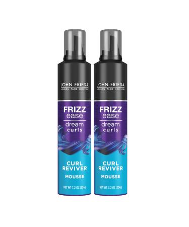 Frizz Ease Curly Hair Reviver Mousse Enhances Curls a Soft Flexible Hold for Curly or Frizzy Hair Alcohol-Free 7.2 oz (Pack of 2) Curl Reviver Mousse 7.2 Ounces (Pack of 2)