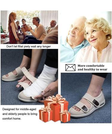 Adjustable Wide Diabetic Shoes for Swollen Feet | Plantar Fasciitis Support | Outdoor Walking Sneakers for Men & Women | Lightweight Orthopedic Slippers - Beige | 39EU/Lable41 - Buy Online on GoSupps.com