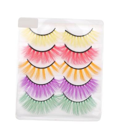 LALAFINA 5 Pairs Colored False Eyelashes Faux Lashes False Eyelashes Extension Permanent Eyelashes Naturals False Lashes Fake Lashes 3d Extend Imitation European and American