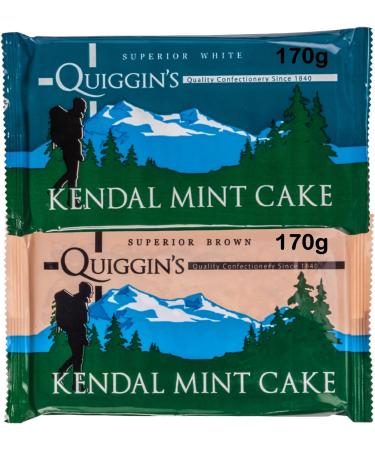 Kendal Mint Cake White and Brown 2 Pack Huge Bar Bundle Containing Quiggin's White and Brown 170g Each Mint Cake Bar - Buy Online on GoSupps.com